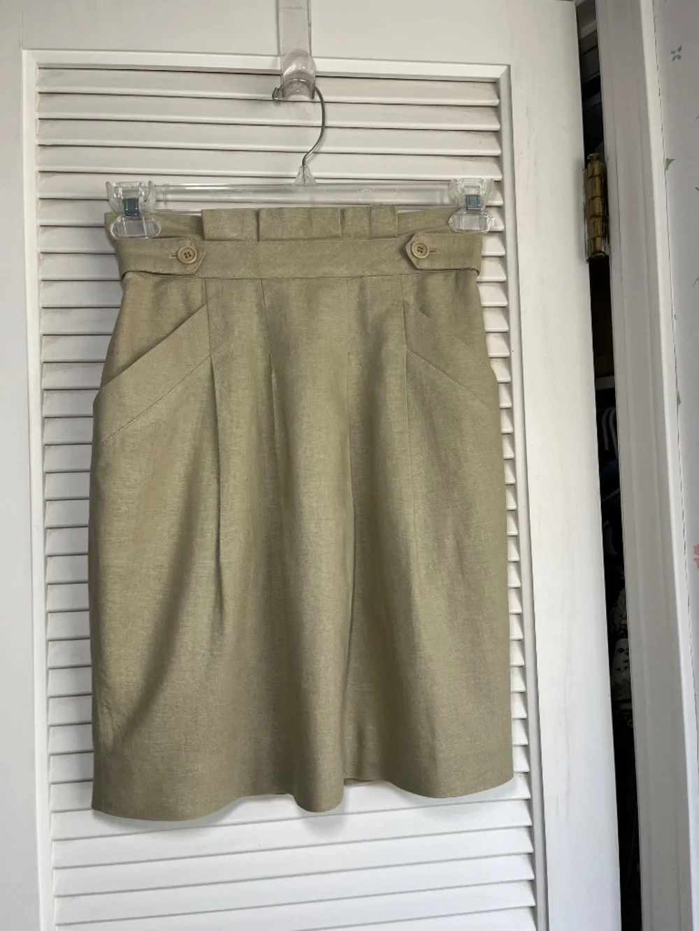 BCBGMaxAzria Tan Linen Blend Lined A-Line Skirt Size 2